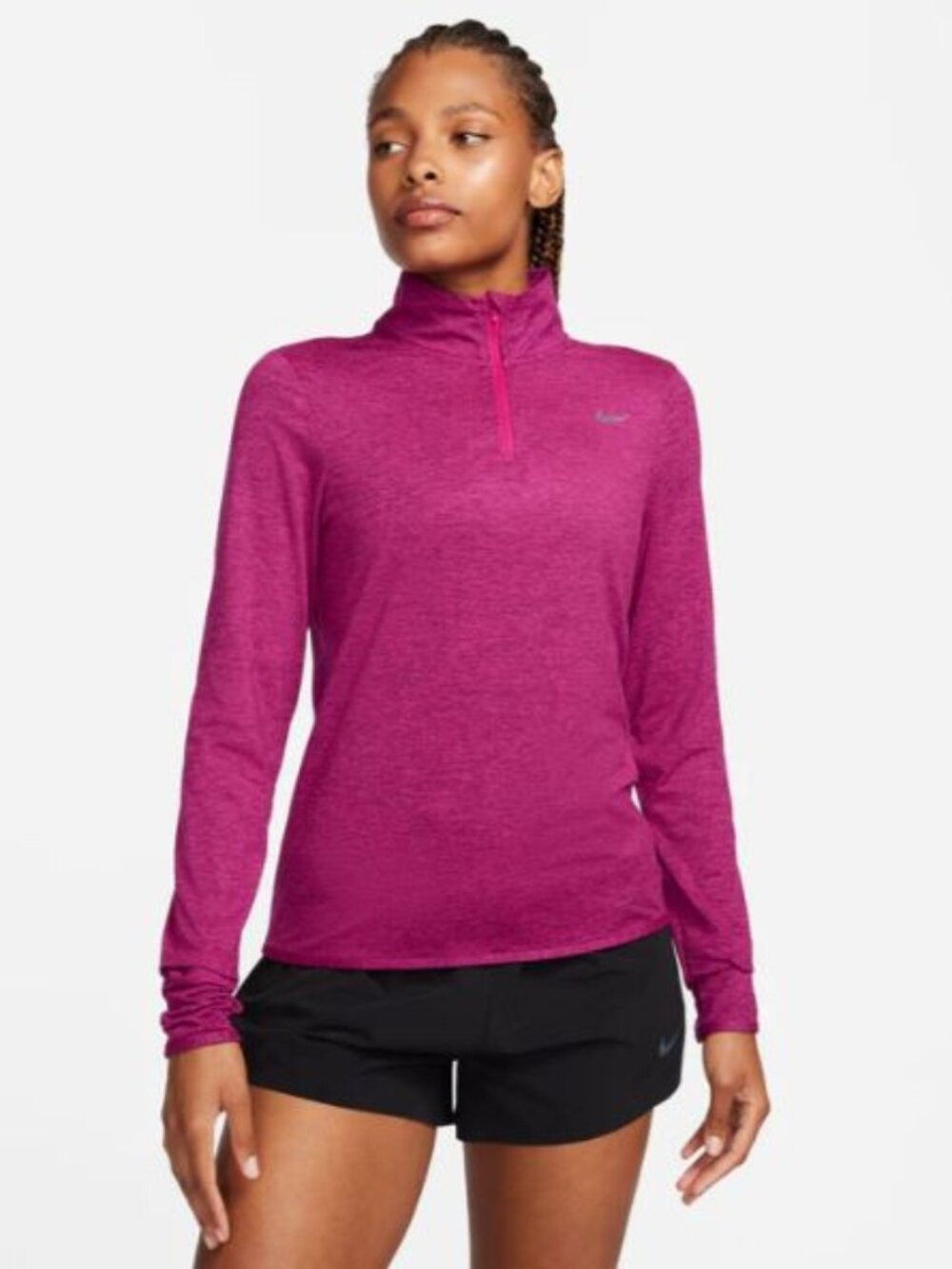 Nike Running Swift Element 1/4 Zip Pullover Top Womens XS Pink Long Sleeve FF11